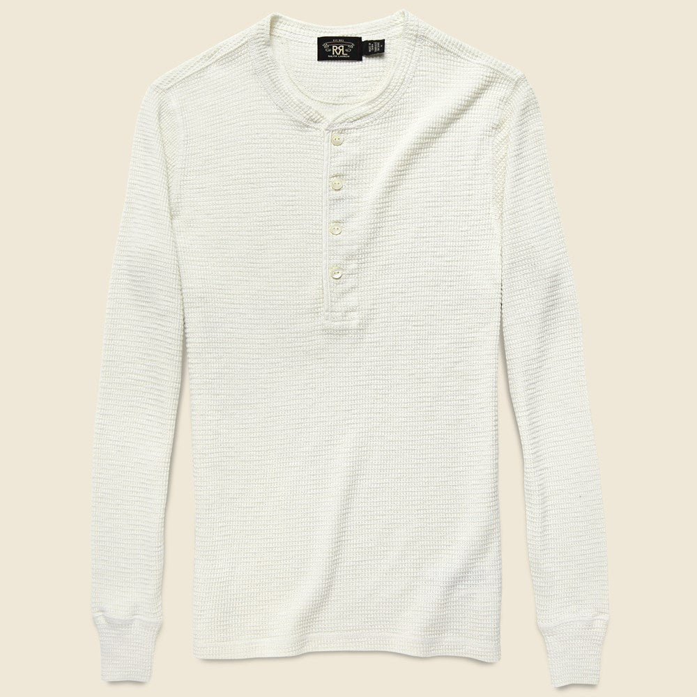 Waffle Henley - Paper White - RRL - STAG Provisions - W - Tops - L/S Knit