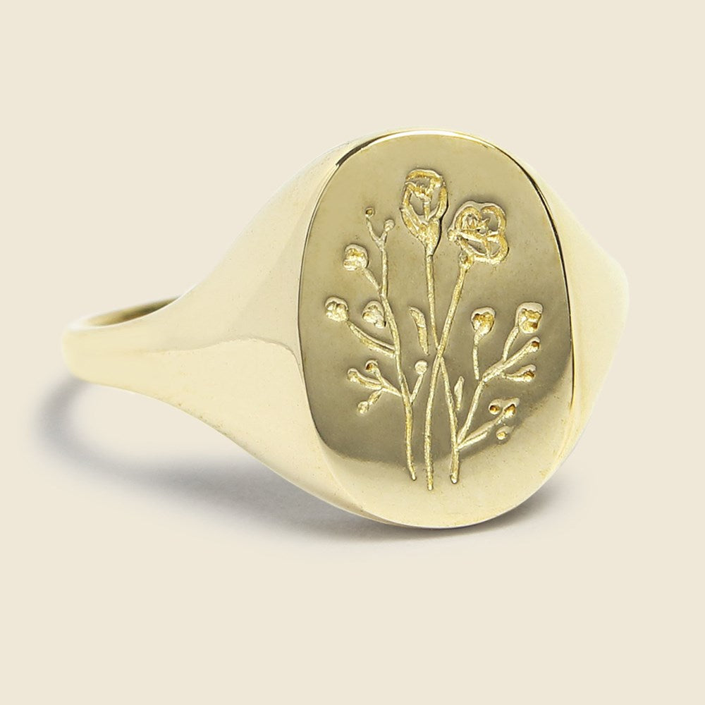 Wildflower Signet Ring - Brass - Claus - STAG Provisions - W - Accessories - Ring