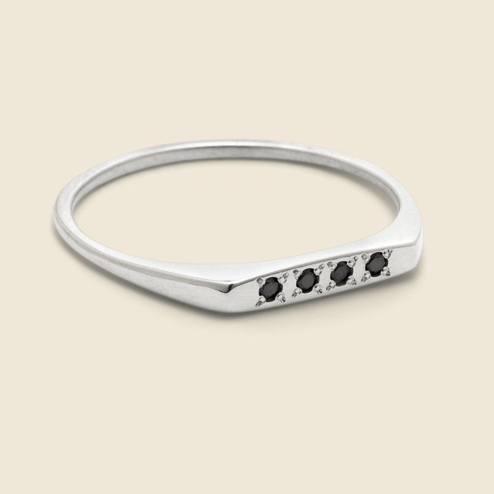 Black Diamond Bar Signet Ring - Silver - Claus - STAG Provisions - W - Accessories - Ring