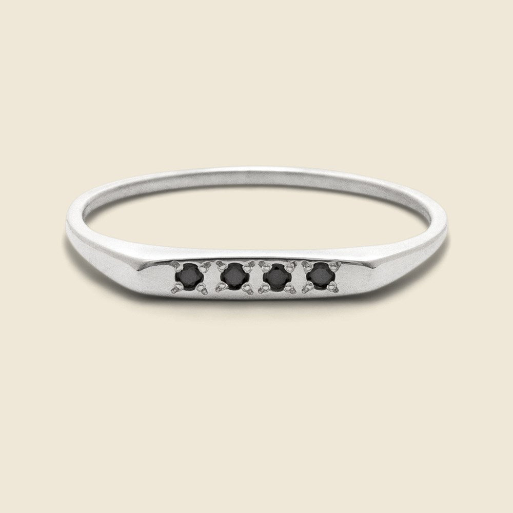 Black Diamond Bar Signet Ring - Silver - Claus - STAG Provisions - W - Accessories - Ring