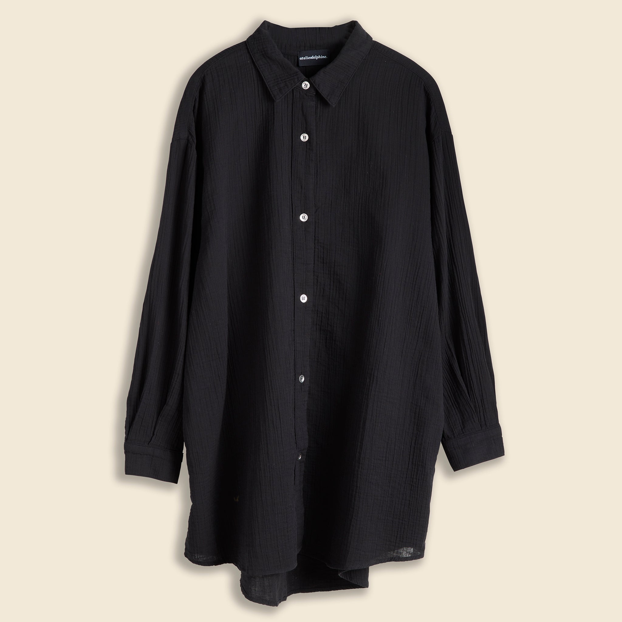 Oversized Overlay Gauze Shirt - Black - Atelier Delphine - STAG Provisions - W - Tops - L/S Woven
