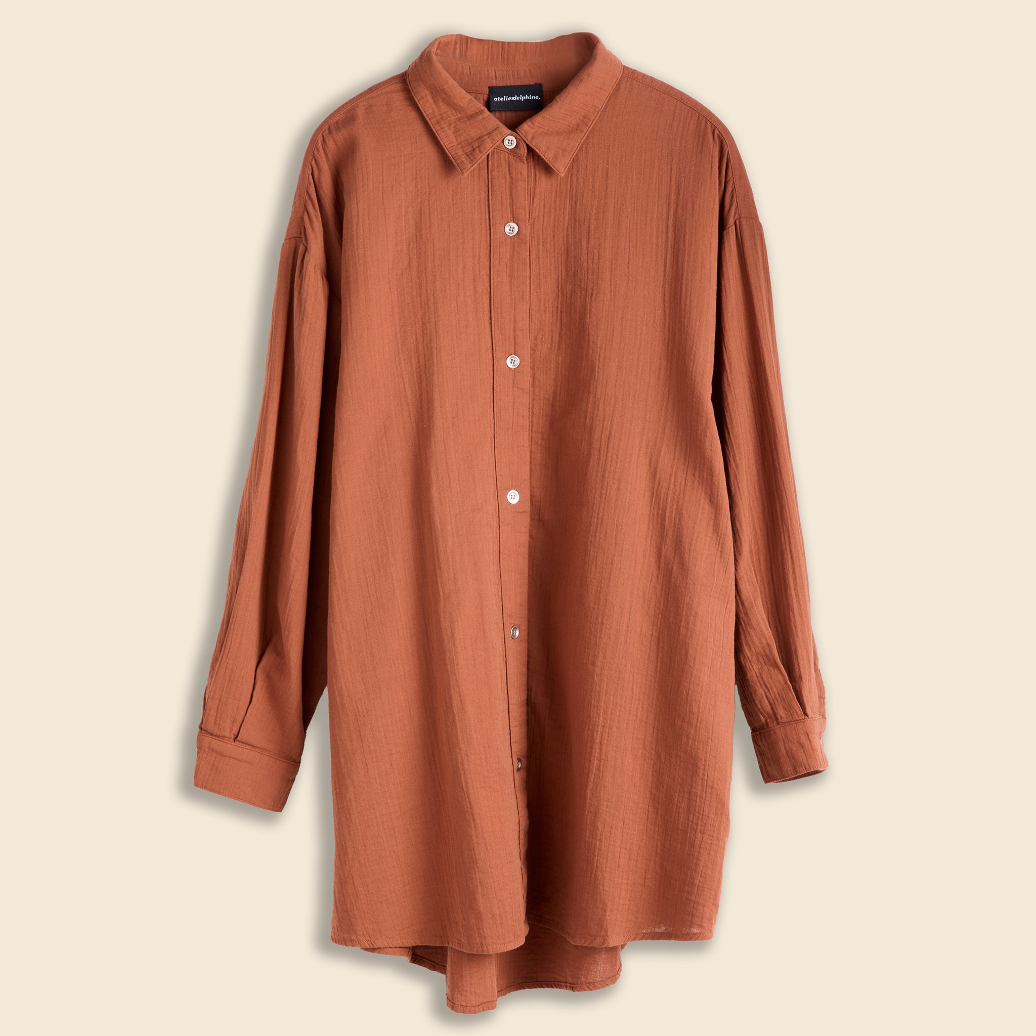 Oversized Overlay Gauze Shirt - Brick - Atelier Delphine - STAG Provisions - W - Tops - L/S Woven