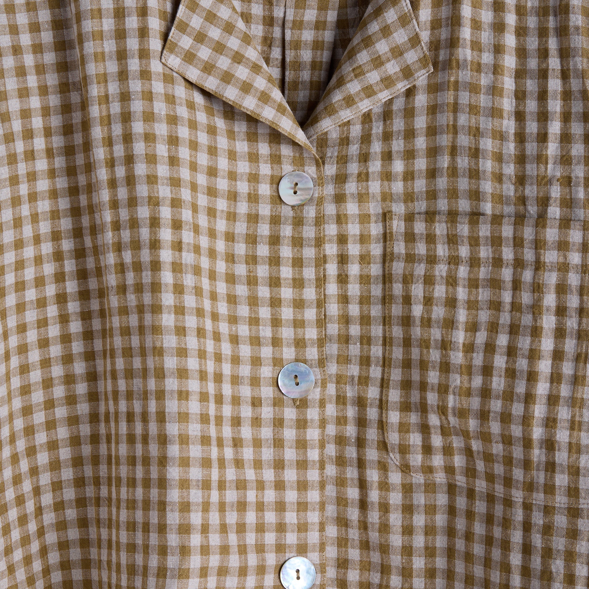 Notched Collar Gingham Shirt - Mustard - Amente - STAG Provisions - W - Tops - S/S Woven