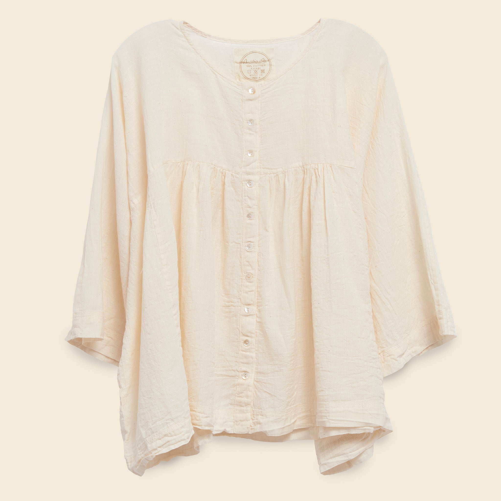 Gathered Blouse - Natural - Auntie Oti - STAG Provisions - W - Tops - L/S Woven
