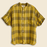 Oversized Linen Check S/S Shirt - Yellow - BEAMS BOY - STAG Provisions - W - Tops - S/S Woven