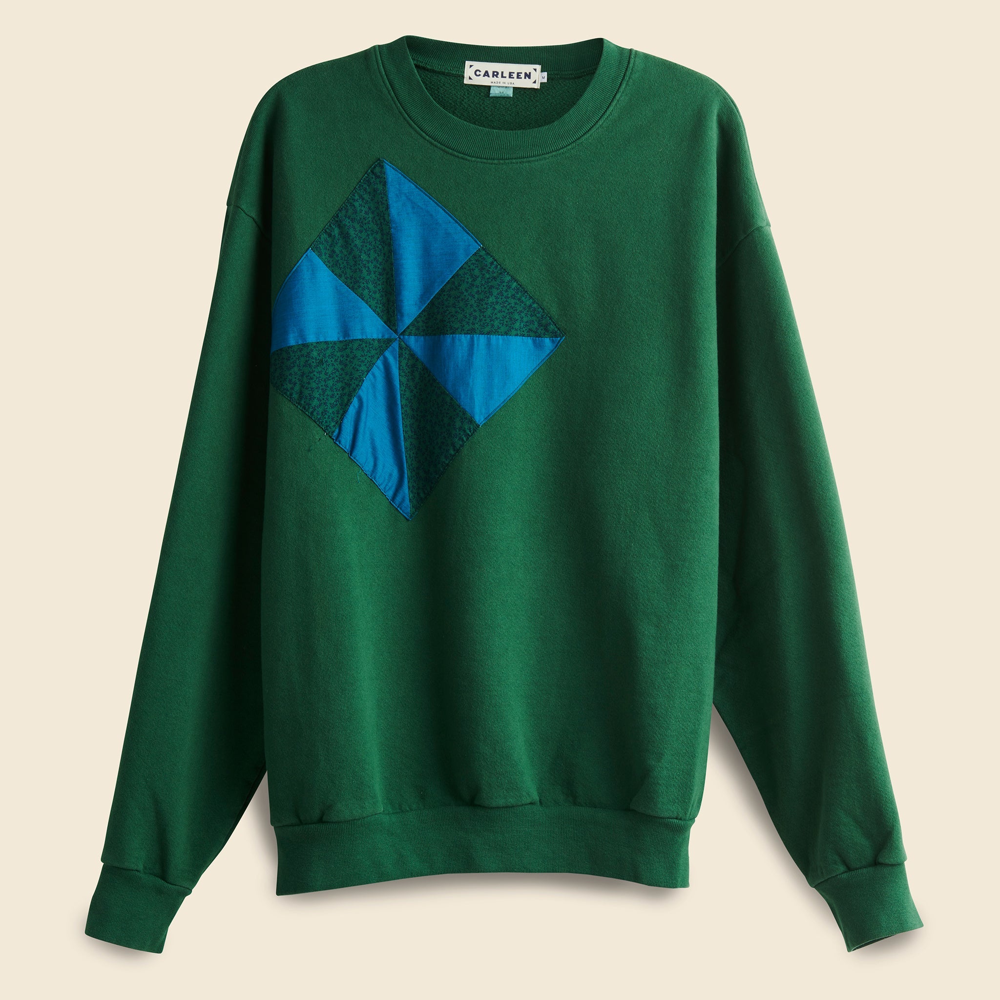 Patchwork Crew Sweatshirt - Green Overdye - Carleen - STAG Provisions - W - Tops - L/S Fleece