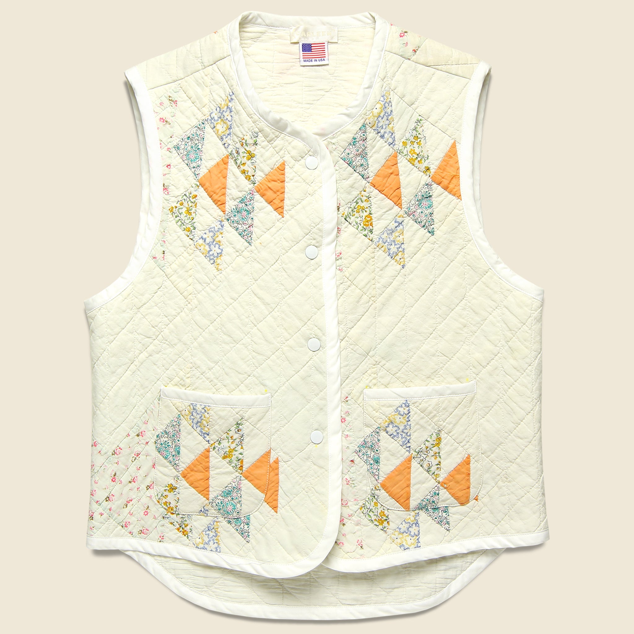 Quilt Vest - Natural/Peach/Light Blue - Carleen - STAG Provisions - W - Outerwear - Vest