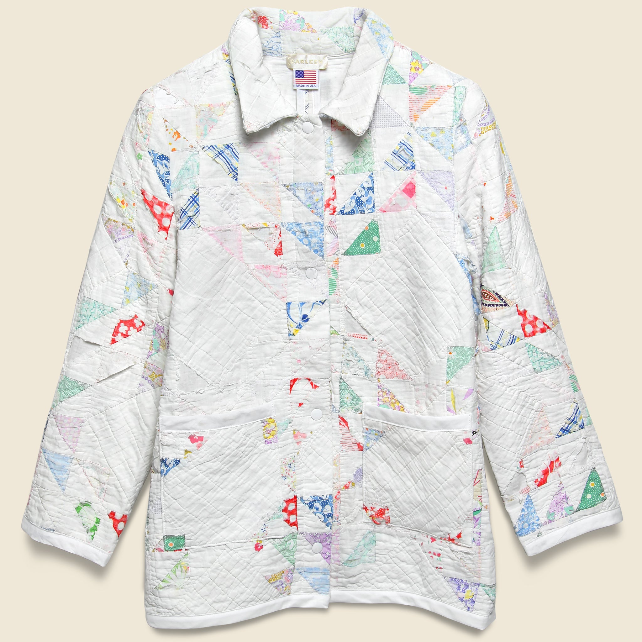 Moving Day Quilt Jacket - White/Pastel Flying Geese - Carleen - STAG Provisions - W - Outerwear - Coat/Jacket