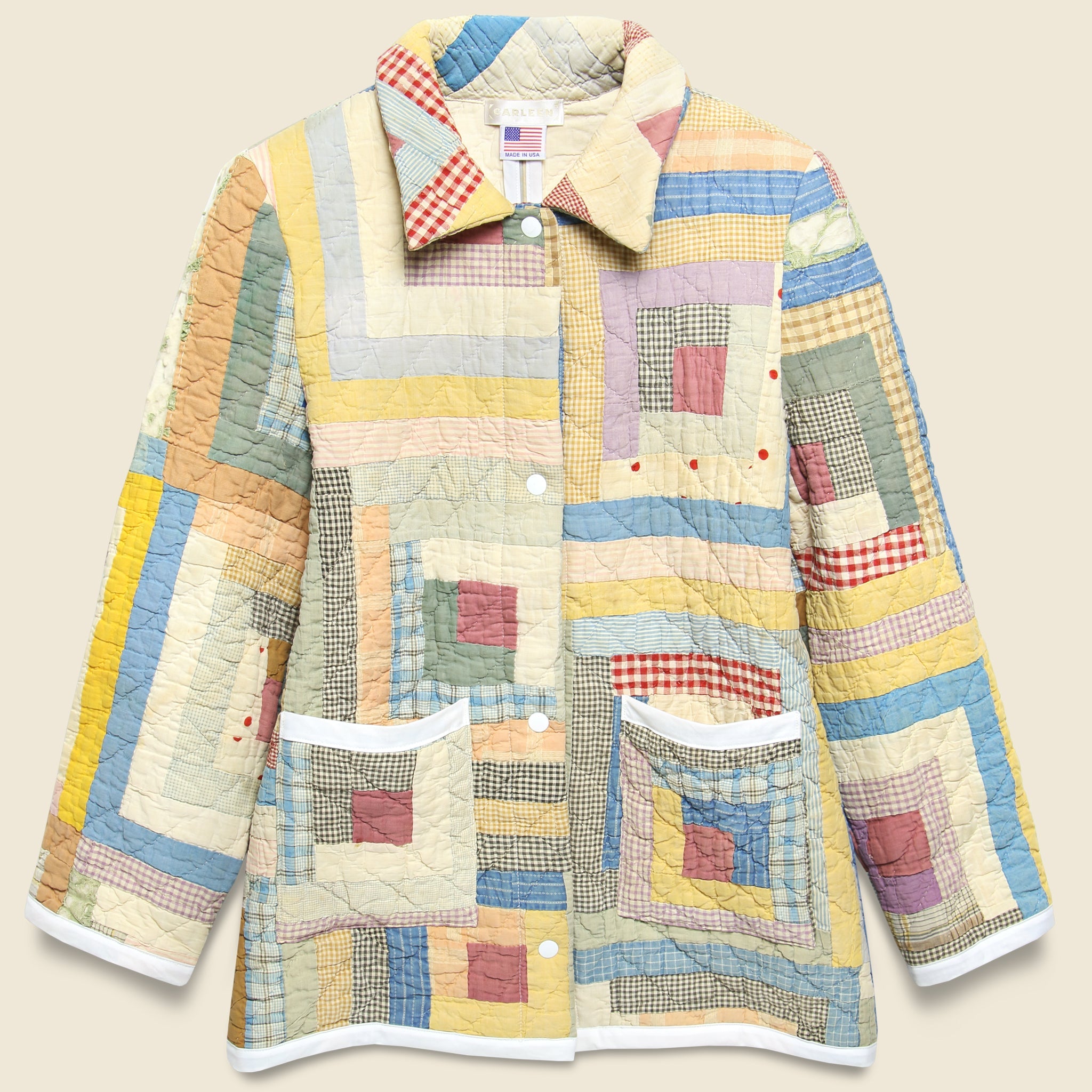 Moving Day Quilt Jacket - Mustard/Neutral Log Cabin - Carleen - STAG Provisions - W - Outerwear - Coat/Jacket