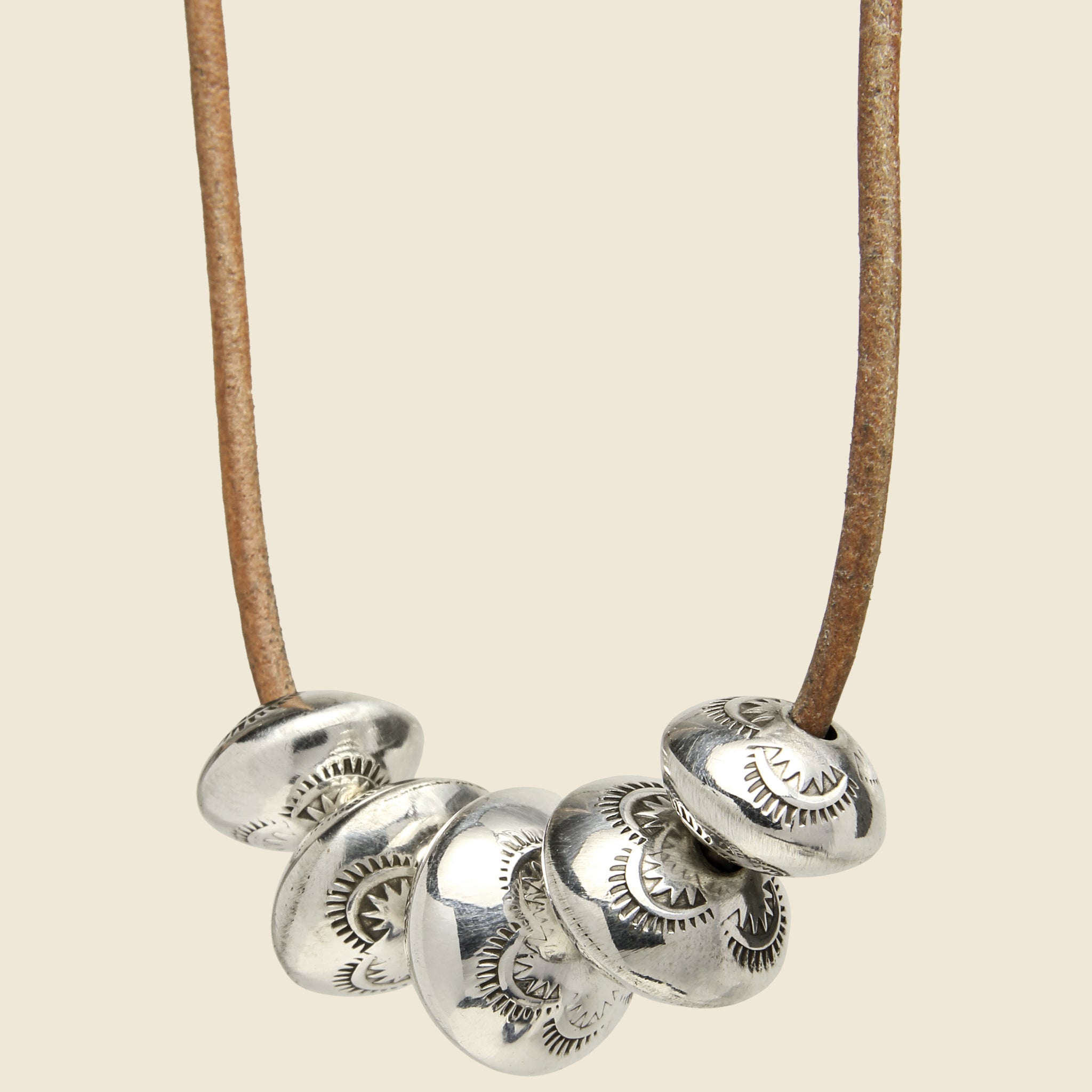 Navajo Pearl Leather Necklace - Sterling Silver/Tan - DINEH - STAG Provisions - W - Accessories - Necklace