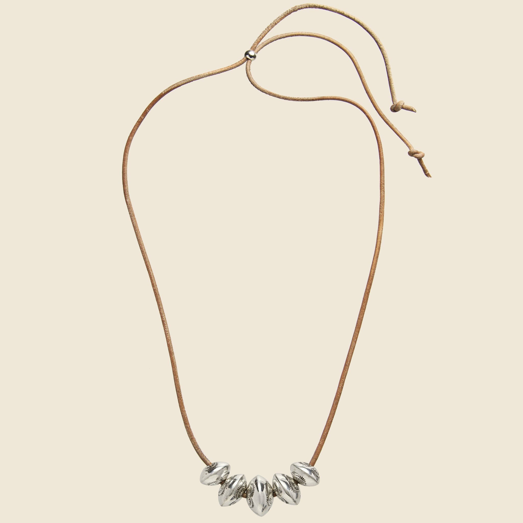 Navajo Pearl Leather Necklace - Sterling Silver/Tan - DINEH - STAG Provisions - W - Accessories - Necklace