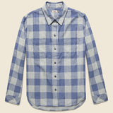 Doublecloth Malibu Shirt - Blue/Grey Buffalo - Faherty - STAG Provisions - W - Tops - L/S Woven
