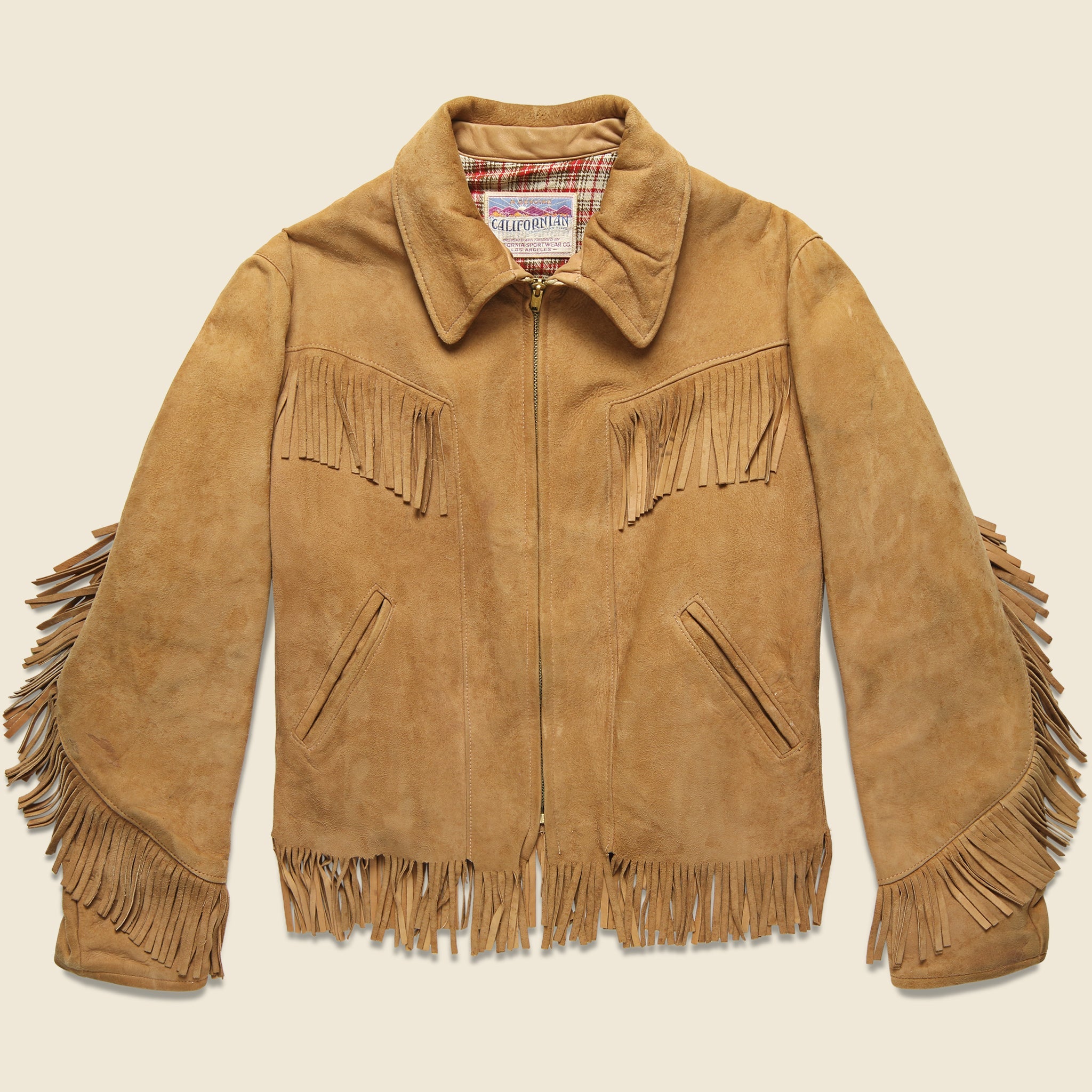 California Suede Fringe Jacket - Tan - Vintage - STAG Provisions - W - One & Done - Apparel
