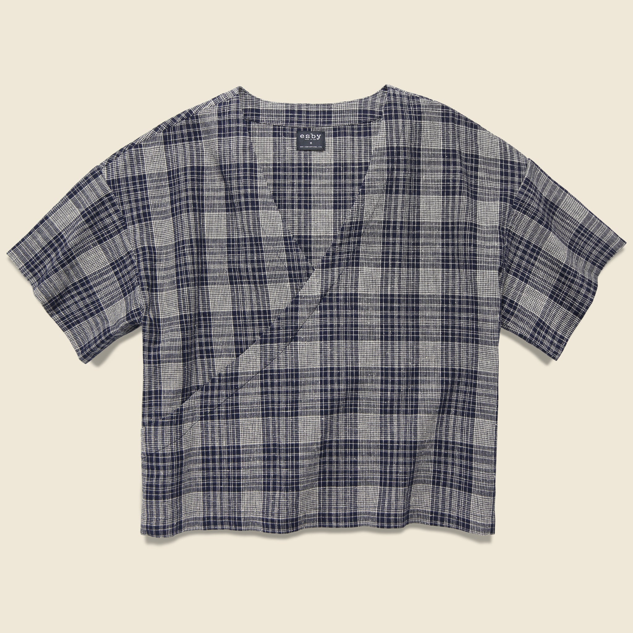 Naomi Boxy Top - Navy/Natural Plaid - Esby - STAG Provisions - W - Tops - S/S Woven
