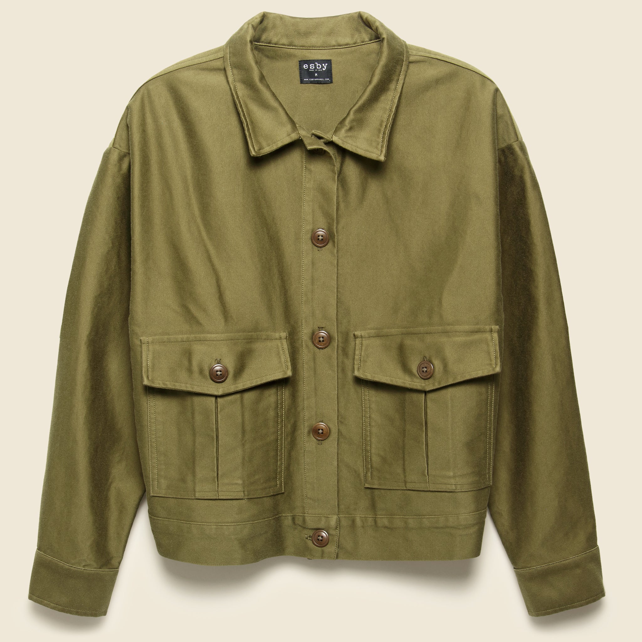 Mora Military Jacket - Olive Moleskin - Esby - STAG Provisions - W - Outerwear - Coat/Jacket