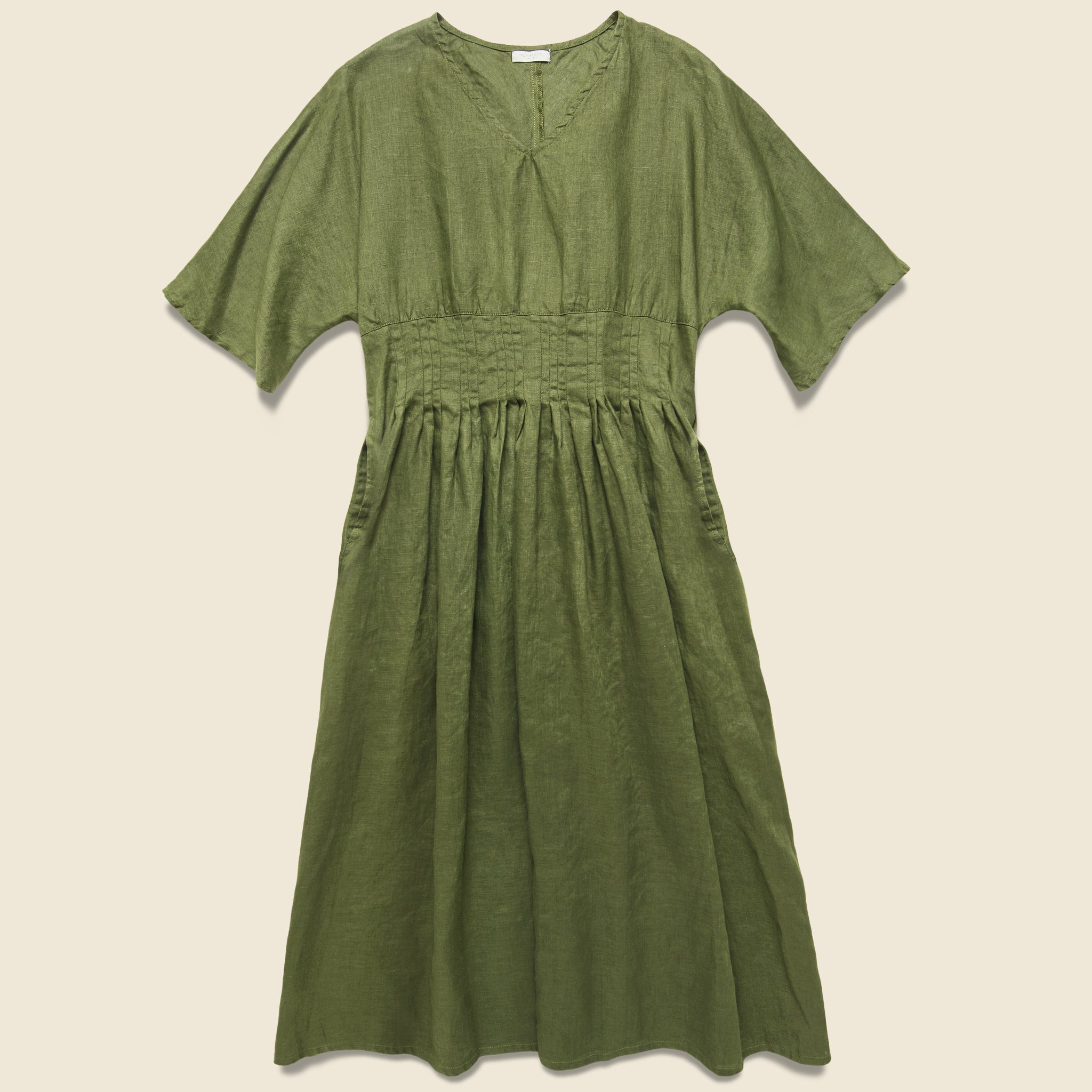 Annette V-Neck Dress - Olive - Fog Linen - STAG Provisions - W - Onepiece - Dress