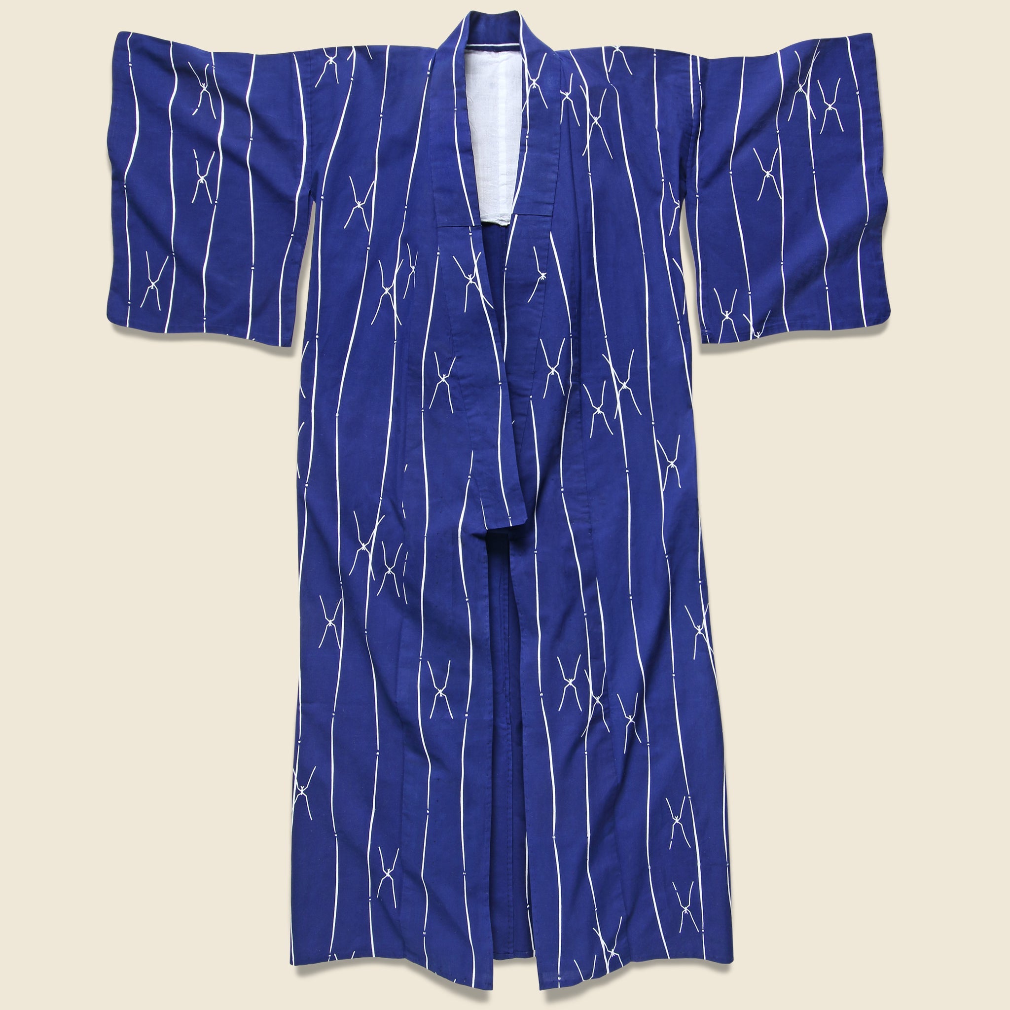 Long Stripe & X Kimono Robe - Bright Indigo/White - Vintage - STAG Provisions - W - One & Done - Apparel