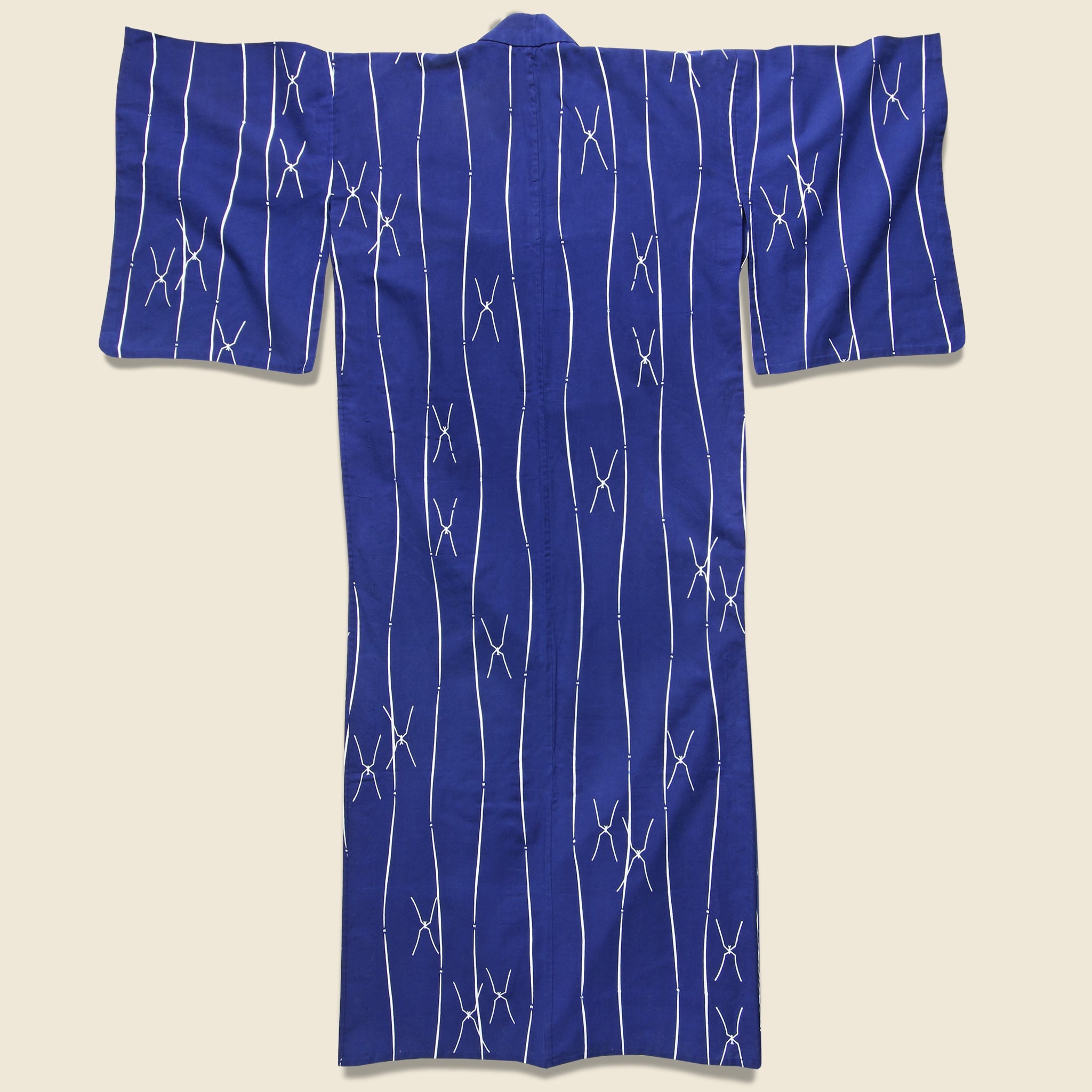 Long Stripe & X Kimono Robe - Bright Indigo/White - Vintage - STAG Provisions - W - One & Done - Apparel