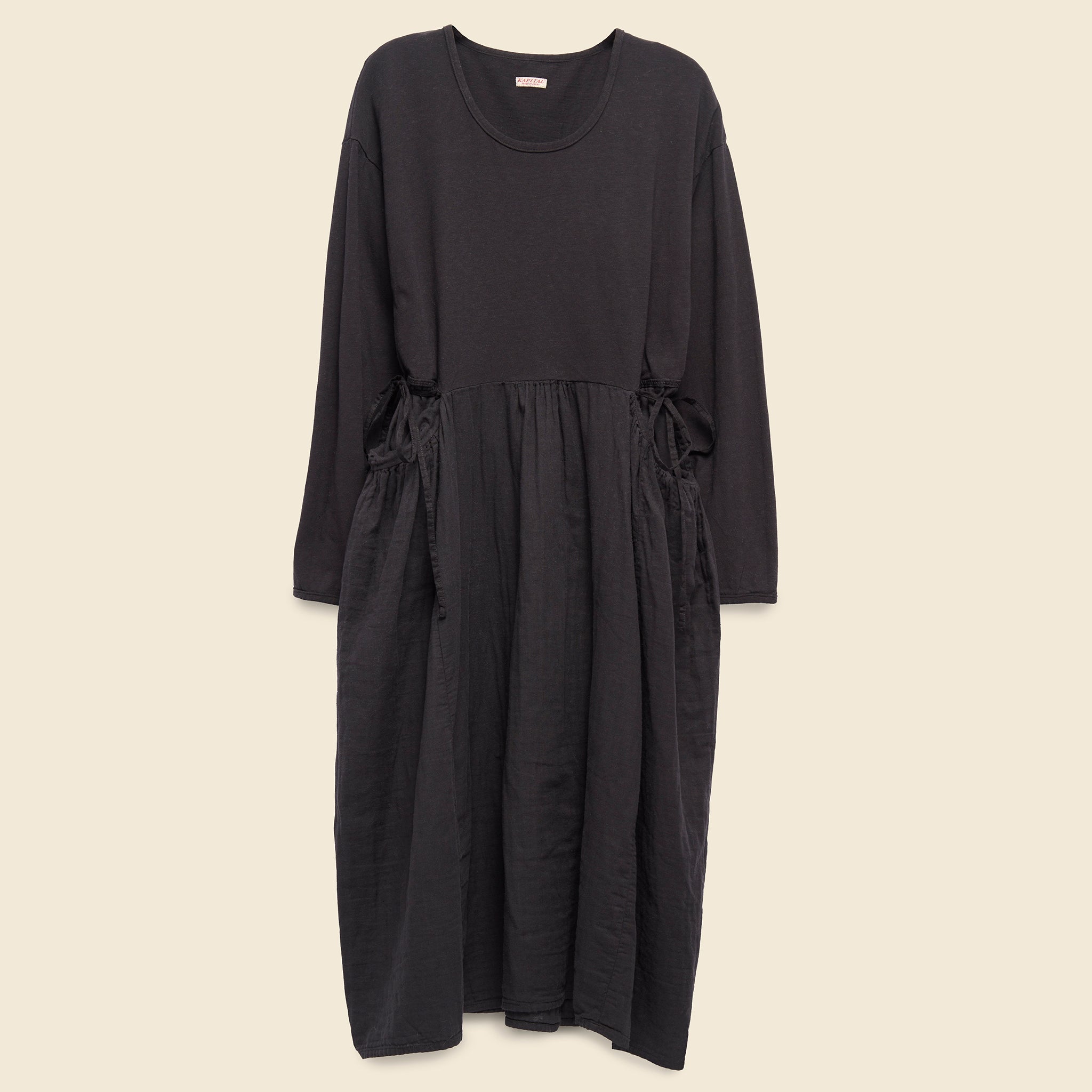 Jersey x Double Gauze Butter Dress - Black - Kapital - STAG Provisions - W - Onepiece - Dress