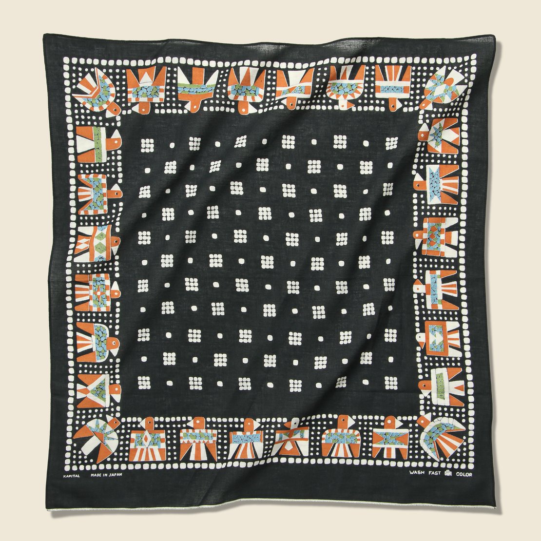 Fastcolor Selvedge Thunderbird Bandana - Black - Kapital - STAG Provisions - W - Accessories - Scarf