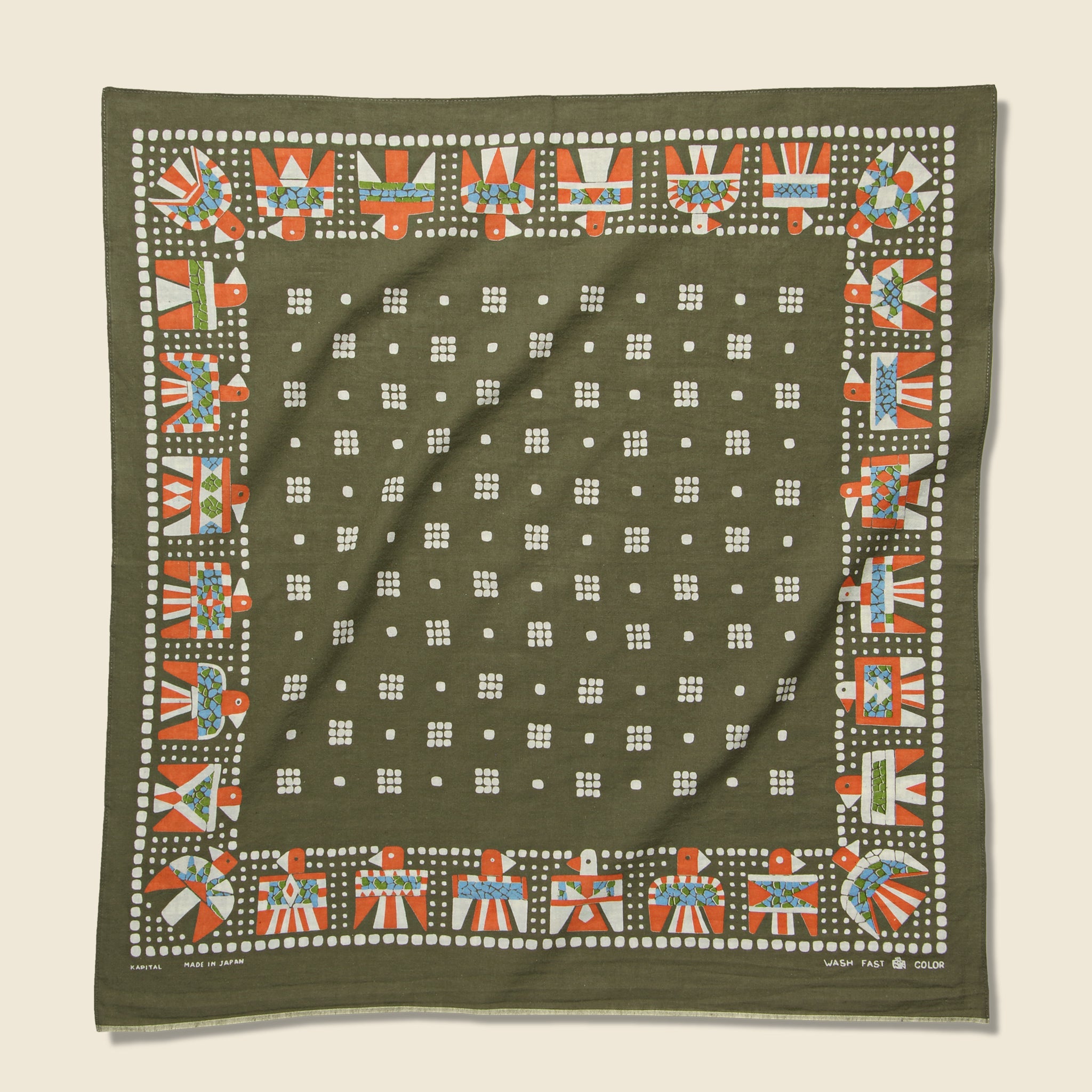Fastcolor Selvedge Thunderbird Bandana - Khaki - Kapital - STAG Provisions - W - Accessories - Scarf
