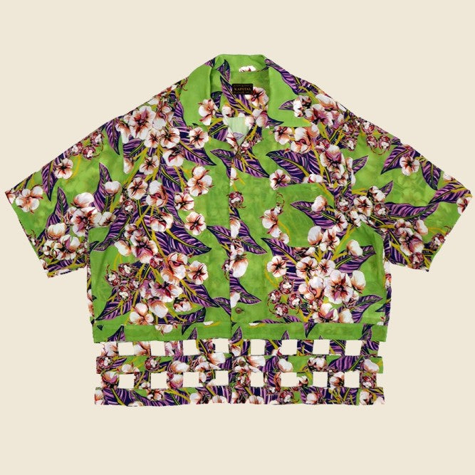 Silk Rayon Cotton-Flower WINDOWPANE Aloha - Light Green - Kapital - STAG Provisions - W - Tops - S/S Woven