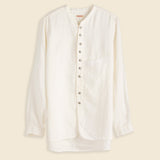 Gauze Linen Herringbone Stand Penny Shirt - White - Kapital - STAG Provisions - W - Tops - L/S Woven