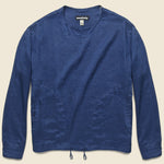Linen Henley Pullover - Navy - Monitaly - STAG Provisions - W - Tops - L/S Woven - Overshirt