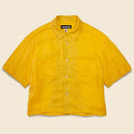 Linen Cropped Vacation Shirt - Yellow - Monitaly - STAG Provisions - W - Tops - S/S Woven
