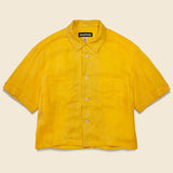 Linen Cropped Vacation Shirt - Yellow - Monitaly - STAG Provisions - W - Tops - S/S Woven