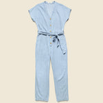 Striped Denim Jumpsuit - Blue - Nice Things - STAG Provisions - W - Onepiece - Jumpsuit