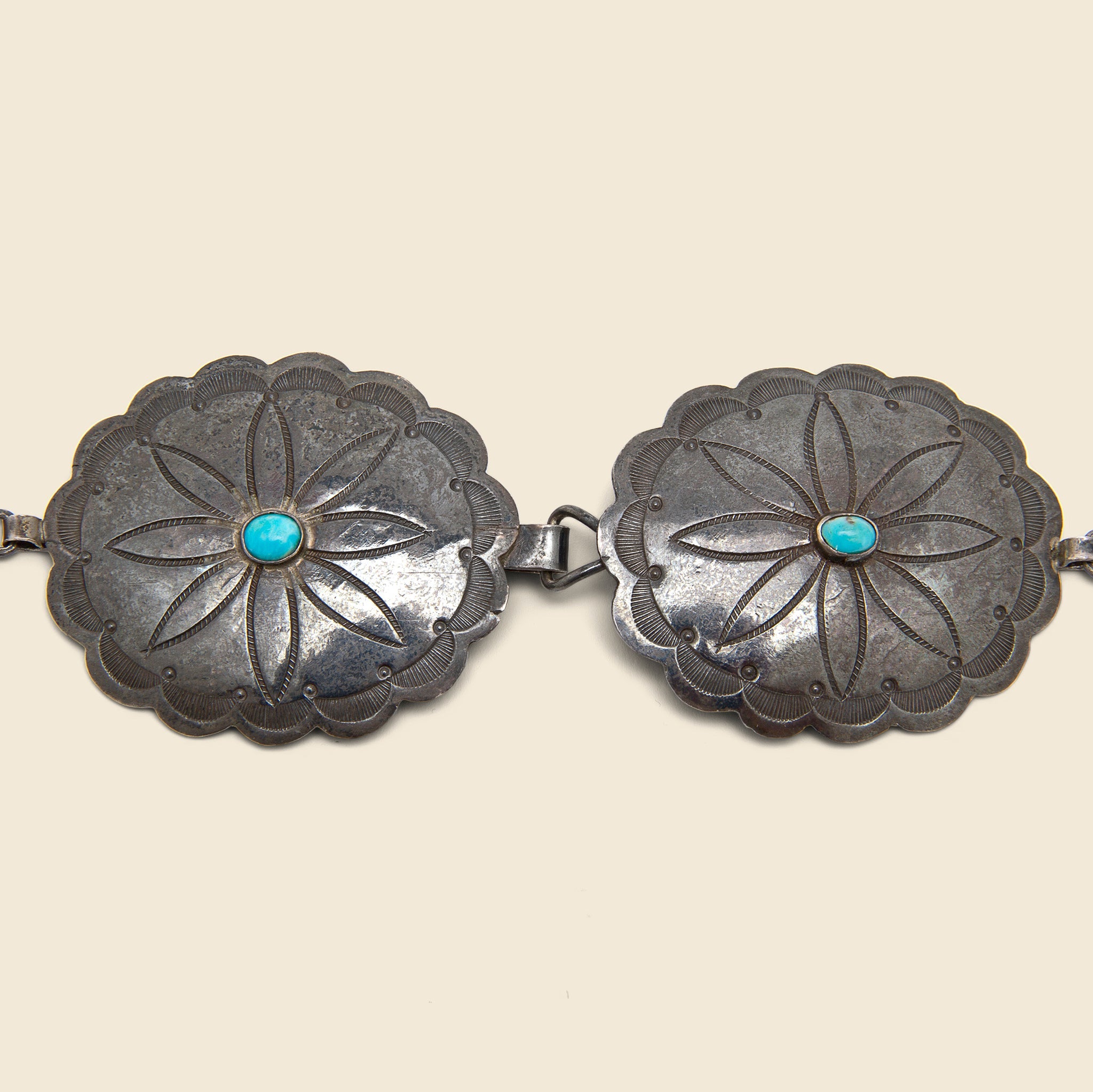 925 Silver Concho & Inlaid Turquoise Belt - Vintage - STAG Provisions - W - One & Done - Accessories & Jewelry