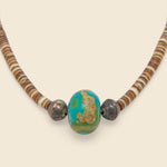 Necklace with Turquoise Pendant - Pin Shell Heishi Bead & Silver - Vintage - STAG Provisions - W - One & Done - Accessories & Jewelry