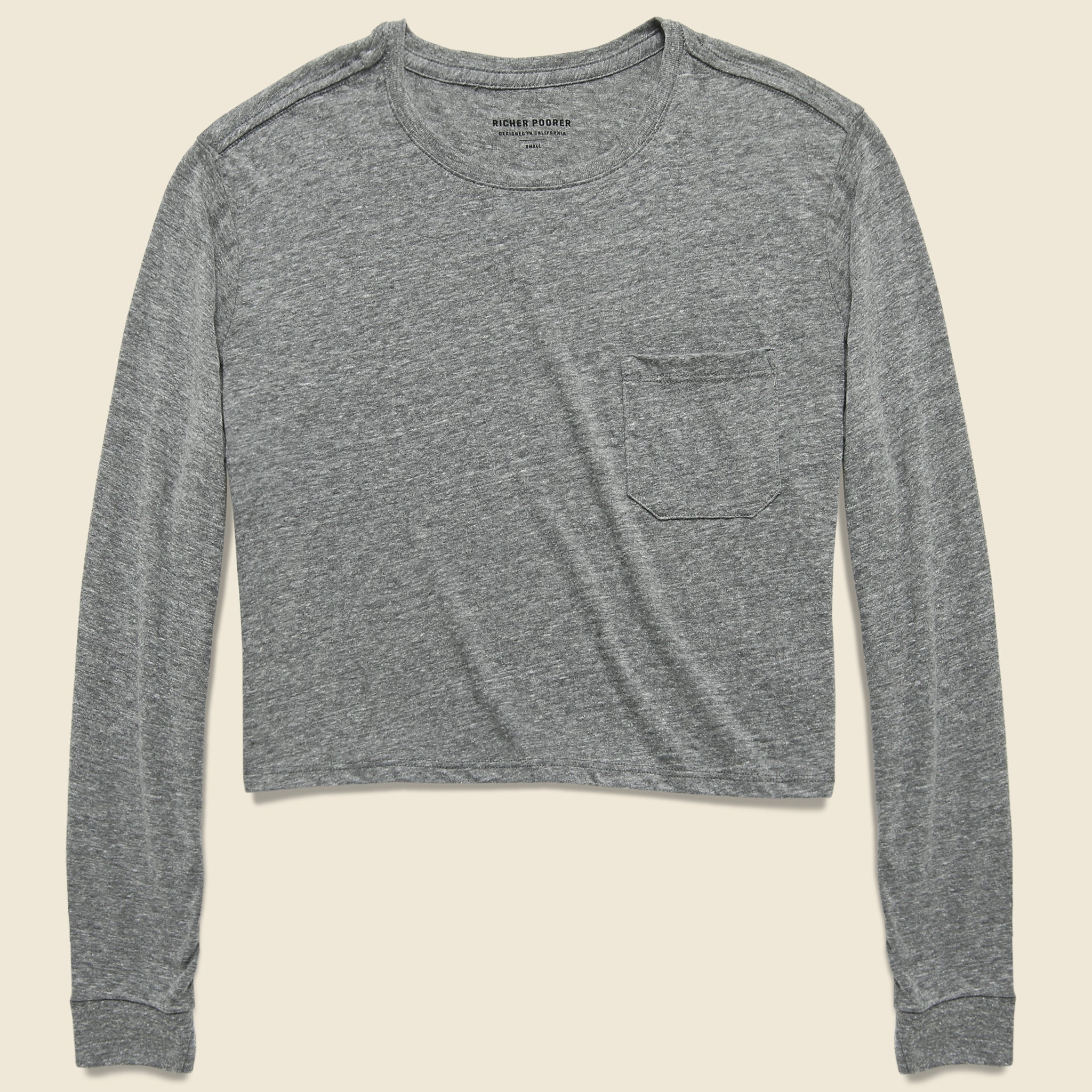 Long Sleeve Cropped Tee - Heather Grey - Richer Poorer - STAG Provisions - W - Tops - L/S Knit