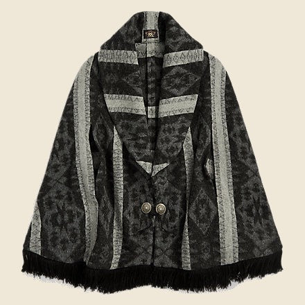 Jacquard Knit Shawl Cover - Black/Grey Multi - RRL - STAG Provisions - W - Outerwear - Coat/Jacket