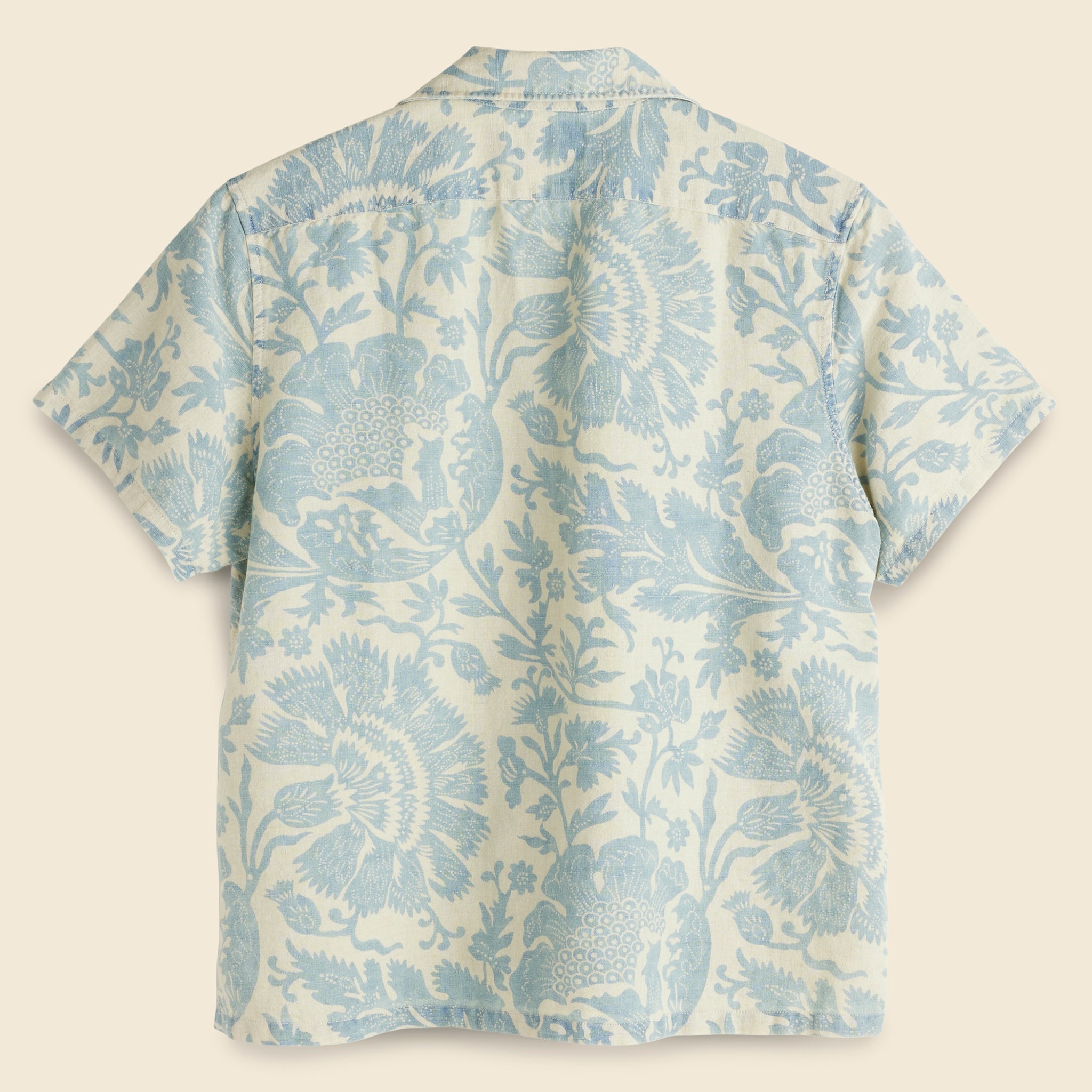 Tierney Camp Shirt - Cream/Indigo - RRL - STAG Provisions - W - Tops - S/S Woven