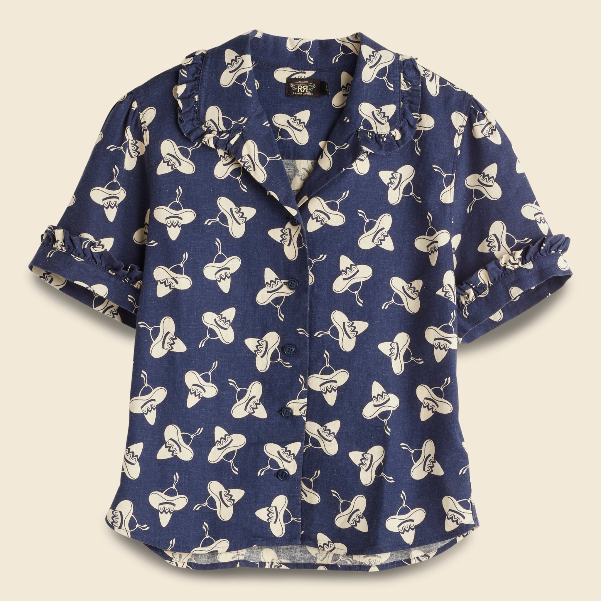 Western Blouse - Faded Navy/Cream - RRL - STAG Provisions - W - Tops - S/S Woven