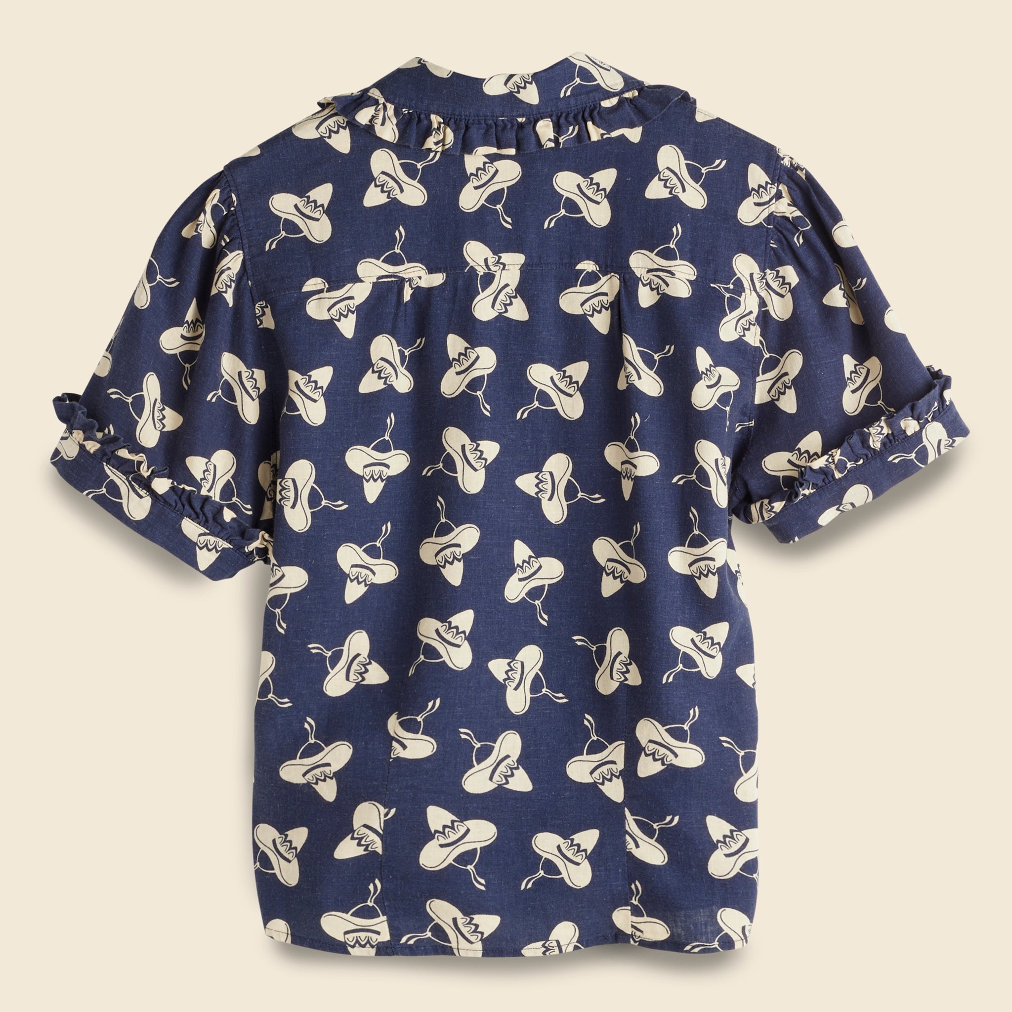 Western Blouse - Faded Navy/Cream - RRL - STAG Provisions - W - Tops - S/S Woven