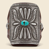Flower & Leaf Motif Ketoh - Sterling Silver/Blue Oval Turquoise - Smith Bros. - STAG Provisions - W - One & Done - Accessories & Jewelry