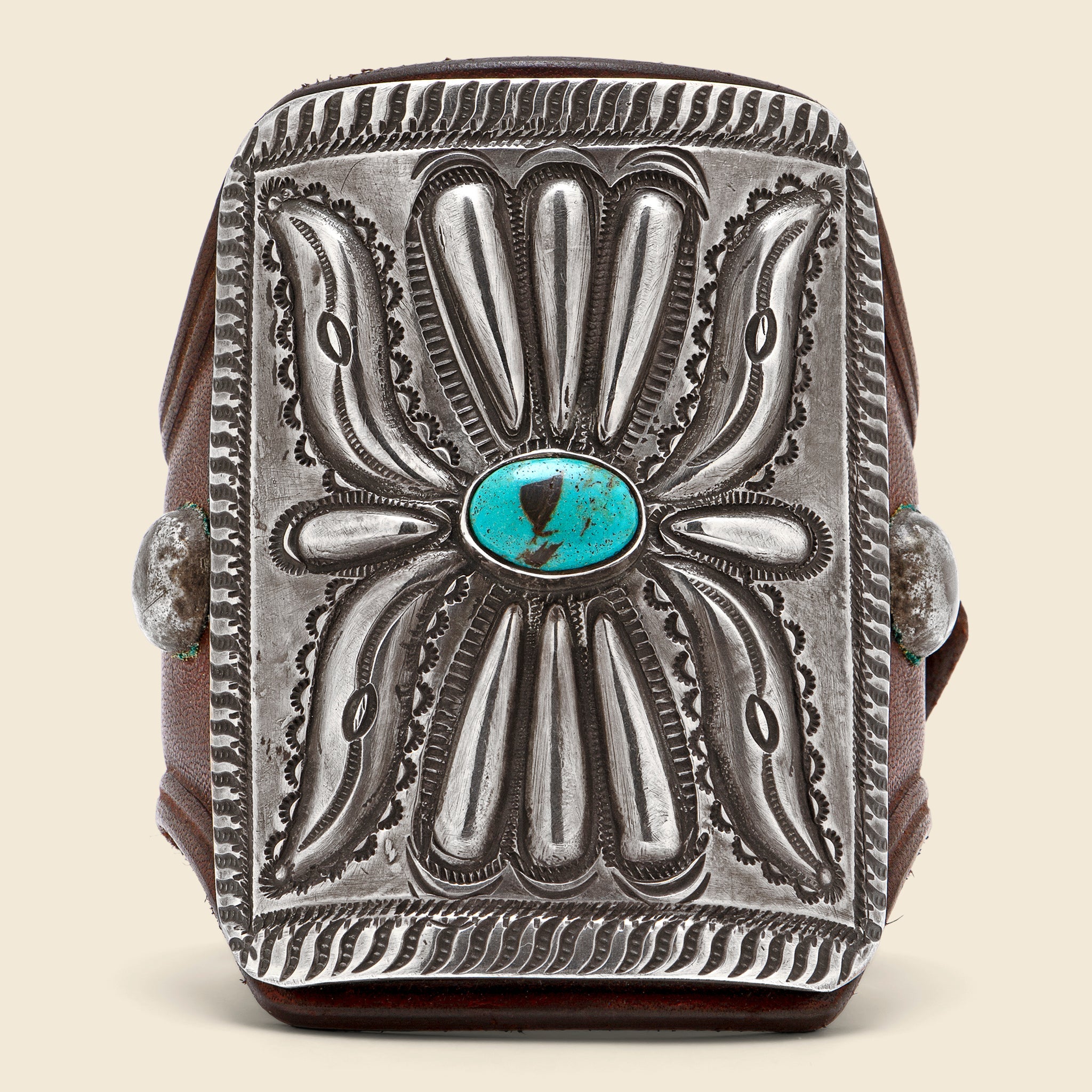 Flower & Leaf Motif Ketoh - Sterling Silver/Blue Oval Turquoise - Smith Bros. - STAG Provisions - W - One & Done - Accessories & Jewelry