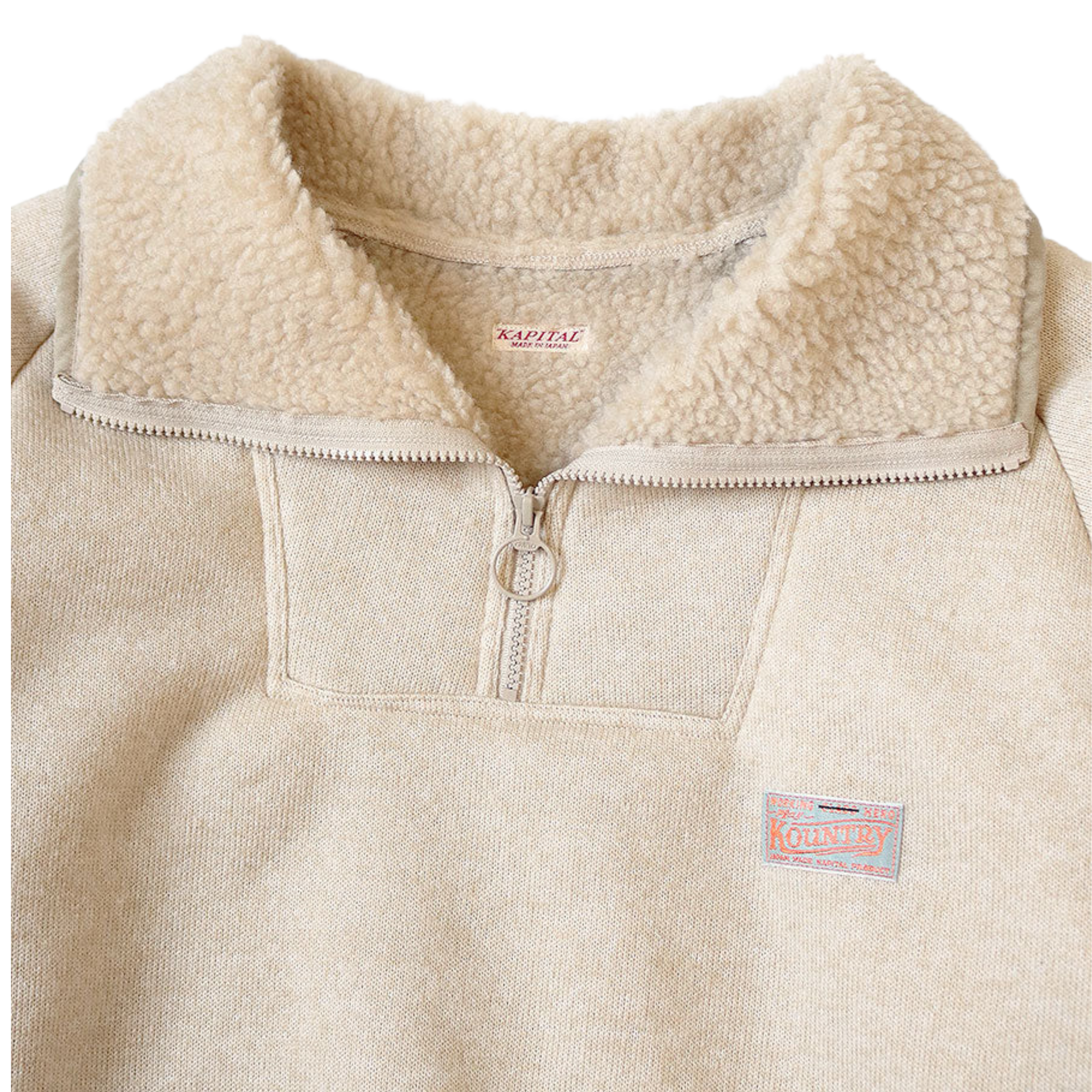 Boa Fleece Zip Alpine Pullover Ecru - Main Image