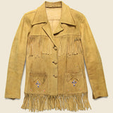 Hand-beaded Suede Fringe Jacket - Tan - Vintage - STAG Provisions - W - One & Done - Apparel