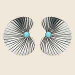 Turquoise & Sterling Oval Fan Post Earrings - Vintage - STAG Provisions - W - One & Done - Accessories & Jewelry
