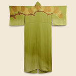 Long Silk Kimono - Green/Gold, Branch & Leaf Motif - Vintage - STAG Provisions - W - One & Done - Apparel