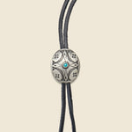 Carved Sterling Concho Bolo Tie - Leather/Black - Yuketen - STAG Provisions - W - Accessories - Necklace