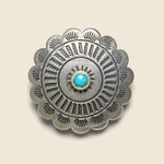 Scallop Stamped Concho Pin - Nickel Silver/Turquoise - Yuketen - STAG Provisions - W - Accessories - Pin