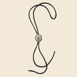 Leather Bolo Tie with Concho - Black & Turquoise Flower - Yuketen - STAG Provisions - W - Accessories - Necklace