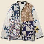 Scofield Flying Geese Quilt Kimono - Blue/Tan - Vintage - STAG Provisions - W - One & Done - Apparel