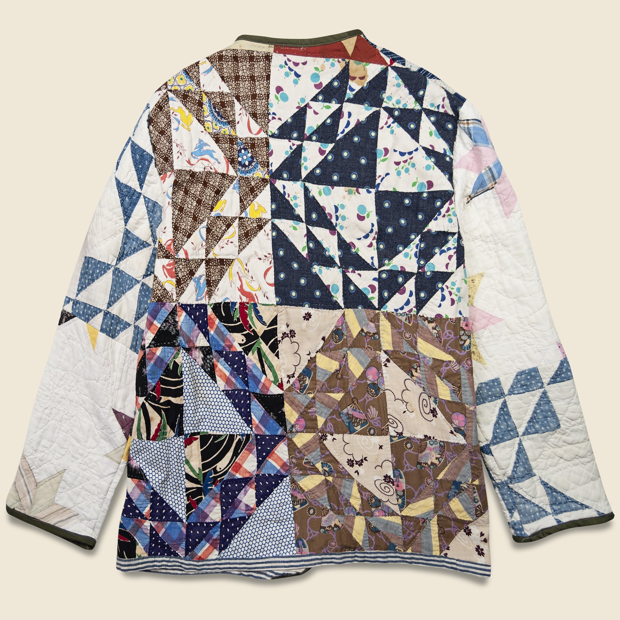 Scofield Flying Geese Quilt Kimono - Blue/Tan - Vintage - STAG Provisions - W - One & Done - Apparel
